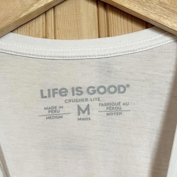 Life is Good Short Sleeve T Shirt Shark Beach White Thin Mens Crusher-Lite Sz M - Picture 4 of 8